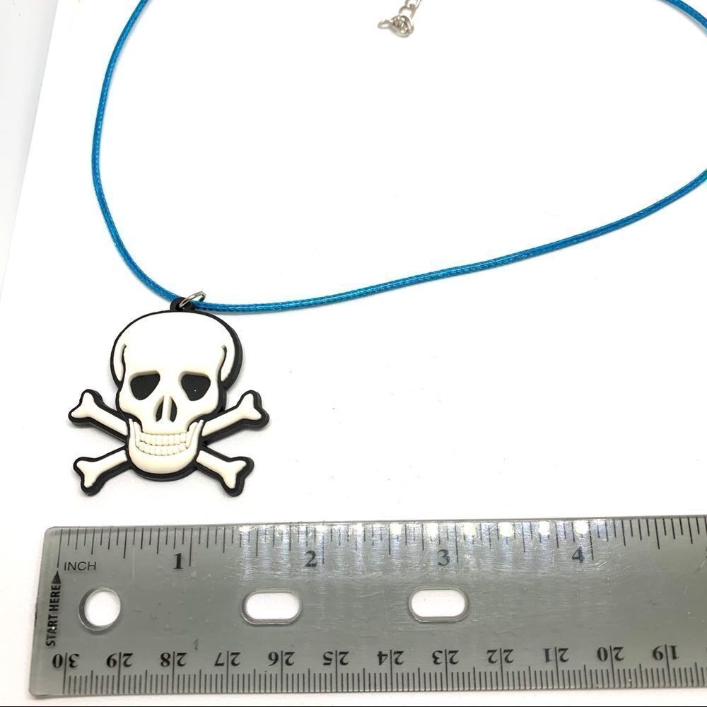 White Skull & Crossbones Soft PVC Necklace (W3) - Picture 3 of 4